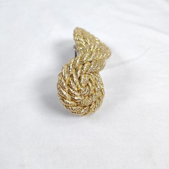 Vintage French Gold Rope Knot Barrette Metallic Braided Hair Clip Made in France main image 6